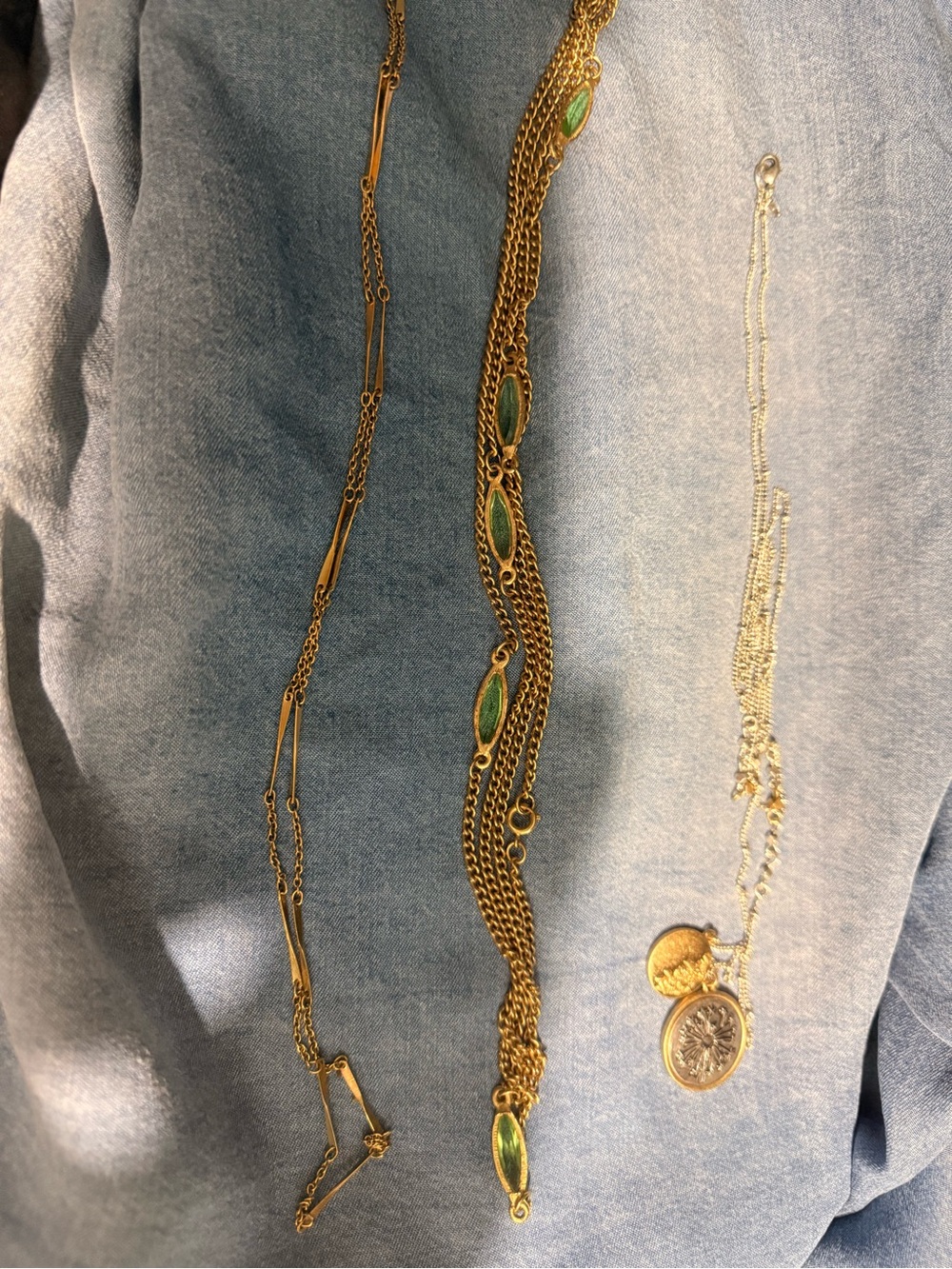 Lot Of Three Necklaces Silver And Gold Tone  Various Lengths